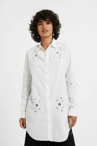 Desigual Shirt met geperforeerd borduursel - WHITE - XXL aanbieding