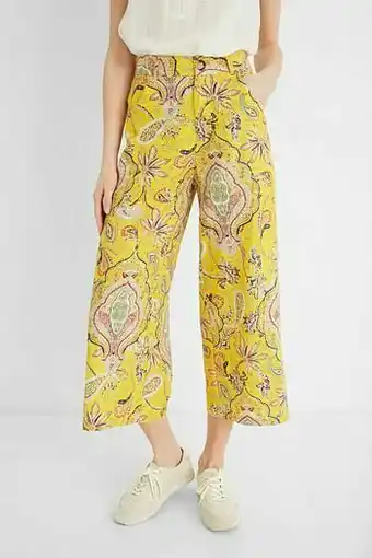 Desigual Cropped culotte-broek met paisleys - YELLOW - 38 aanbieding