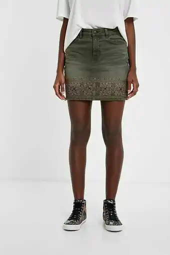 Desigual Mini spijkerrok met borduursels - GREEN - 26 aanbieding