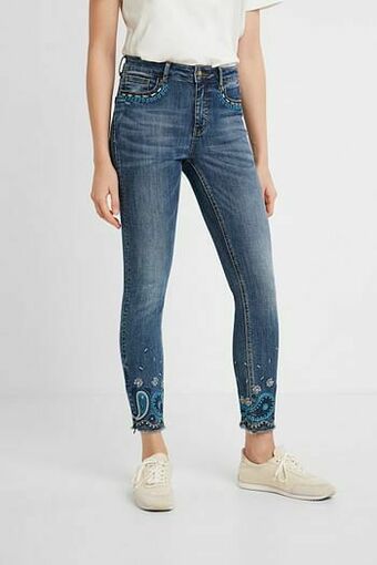 Desigual Enkellange skinny jeans - BLUE - 30 aanbieding