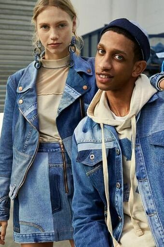 Desigual Upcycling denim bikerjack - BLUE - M aanbieding