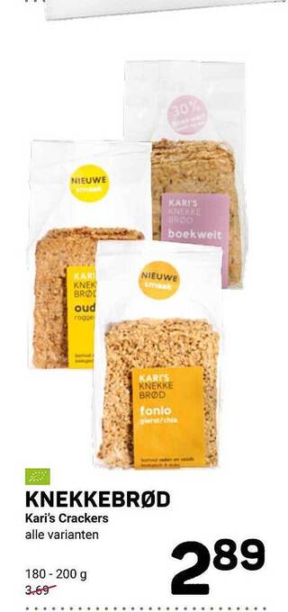 Ekoplaza Knekkebrod Kari's Crackers aanbieding