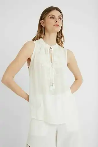 Top met koord en ton-sur-ton print - WHITE - XXL