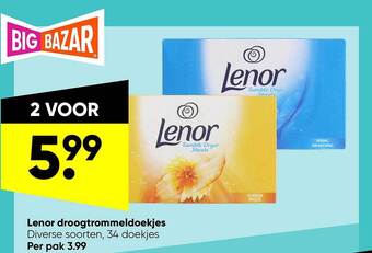 Big Bazar Lenor Droogtrommeldoekjes aanbieding