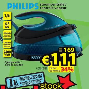 ElectroStock Philips Stoomcentrale-centrale Vapeur aanbieding