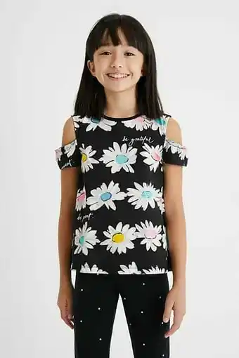 Desigual Shirt met open schouders - BLACK - 9/10 aanbieding