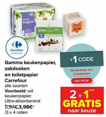 Carrefour Wit keukenpapier ultra-absorberend aanbieding