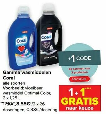 Carrefour Coral vloeibaar wasmiddel optimal color aanbieding