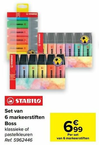 Carrefour Set van 6 markeerstiften boss aanbieding
