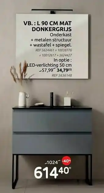 BricoPlanit Badkamermeubel donkergrijs aanbieding