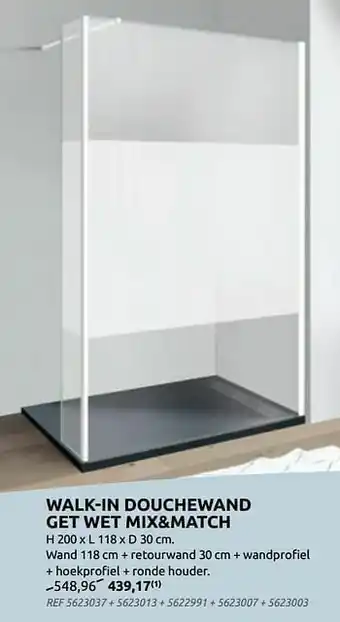 Walk-in douchewand get wet mix+match