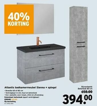 GAMMA Atlantic badkamermeubel sienna + spiegel aanbieding