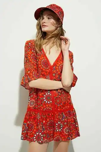 Korte jurk met ruches - RED - M