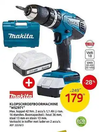 Brico Makita Klopschroefboormachine aanbieding