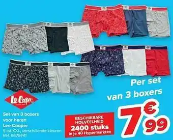 Carrefour Set van 3 boxers voor heren lee cooper aanbieding