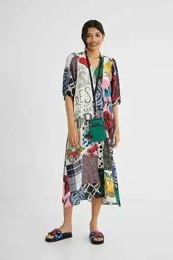 Desigual Midi-overhemdjurk met patch - MATERIAL FINISHES - S aanbieding