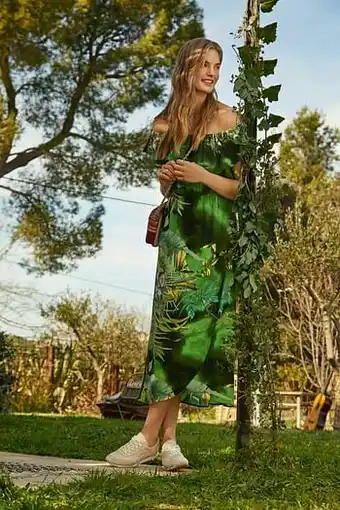 Desigual Lange off-the-shoulder jurk - GREEN - XL aanbieding