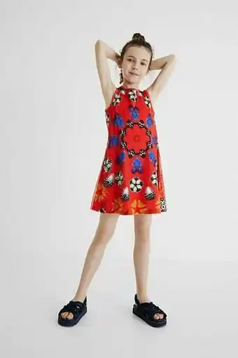 Desigual Jurk met schouderbandjes en 3D-effect - RED - 11/12 aanbieding