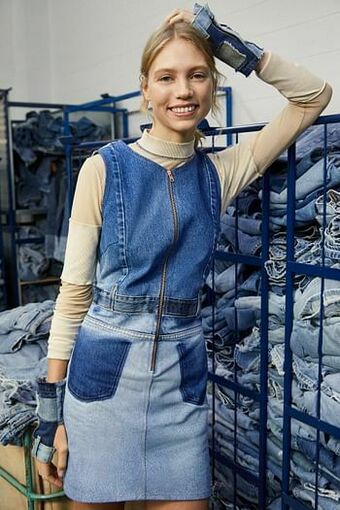 Upcycling denim overgooier - BLUE - S