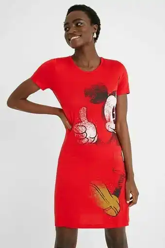 Desigual T-shirtjurk met Mickey Mouse - RED - S aanbieding