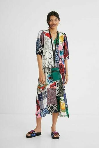 Desigual Midi-overhemdjurk met patch - MATERIAL FINISHES - XL aanbieding