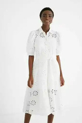 Desigual Midi-jurk met broderie anglaise - WHITE - M aanbieding