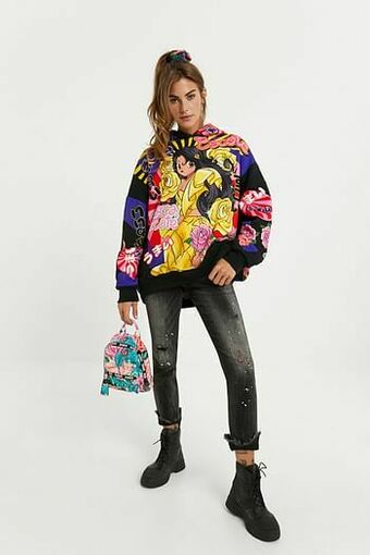 Desigual Oversized Japans sweatshirt - BLACK - S aanbieding
