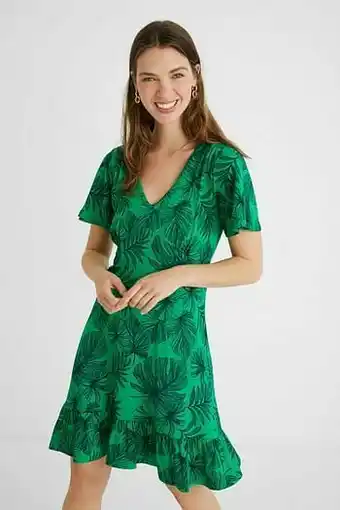 Desigual Korte soepelvallende jurk - GREEN - L aanbieding