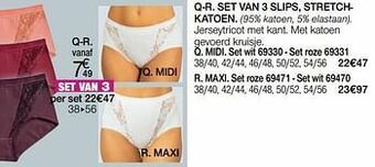 Set van 3 slips stretchkatoen midi