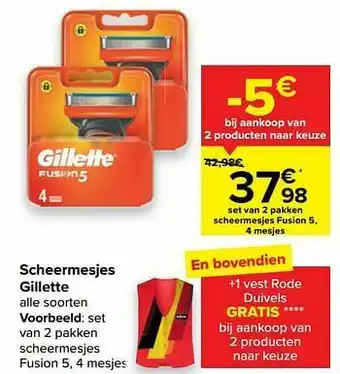 Gillette set van 2 pakken scheermesjes fusion 5, 4 mesjes
