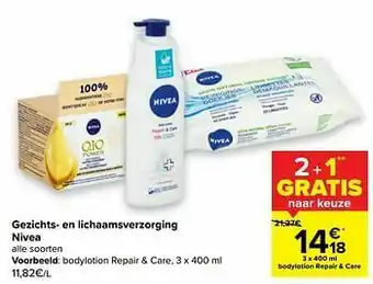 Carrefour Nivea bodylotion repair + care aanbieding