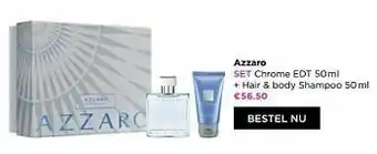 Azzaro set chrome edt + hair + body shampoo