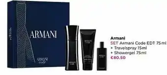 ICI PARIS XL Armani set armani code edt + travelspray + showergel aanbieding