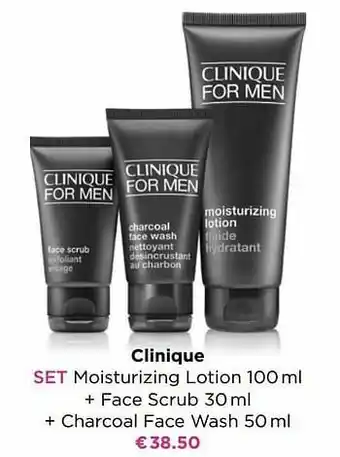ICI PARIS XL Clinique set moisturizing lotion + face scrub + charcoal face wash aanbieding
