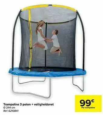 Trampoline 3 poten + veiligheidsnet