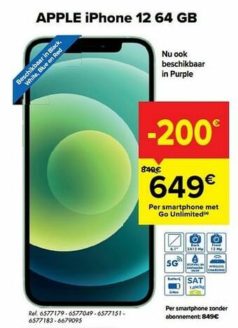 Carrefour Apple iphone 12 64 gb aanbieding