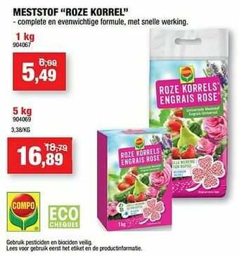 Meststof roze korrel