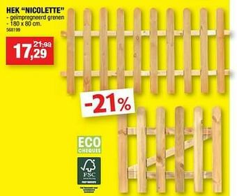 Hubo Hek nicolette aanbieding