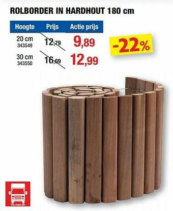 Hubo Rolborder in hardhout aanbieding