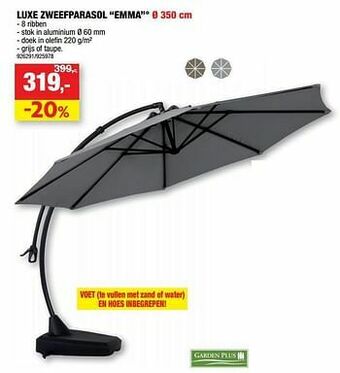 Hubo Luxe zweefparasol emma aanbieding