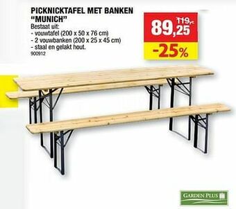 Hubo Picknicktafel met banken munich aanbieding