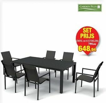 Hubo Tafel en 6 stoelen aanbieding