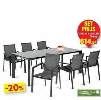 Hubo Tafel en 6 stoelen aanbieding