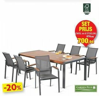 Hubo Tafel en 6 stoelen aanbieding