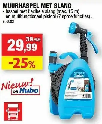 Hubo Muurhaspel met slang aanbieding