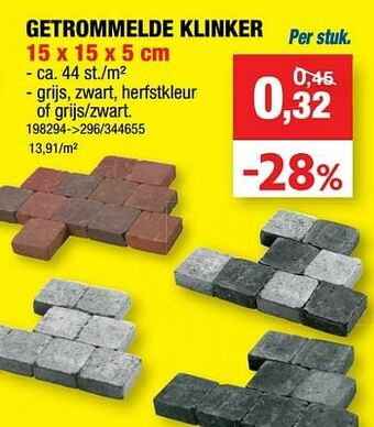 Hubo Getrommelde klinker aanbieding