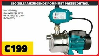 Leo zelfaanzuigende pomp met presscontrol