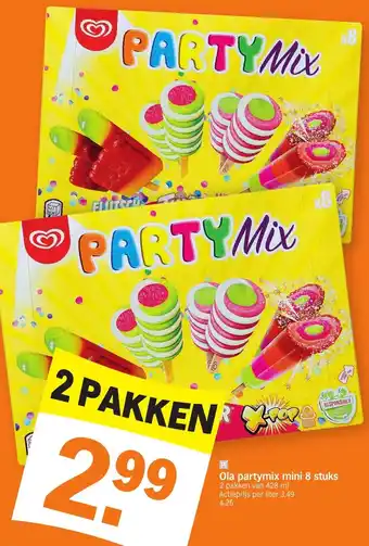 Albert Heijn Ola partymix mini 8 stuks 428ml aanbieding