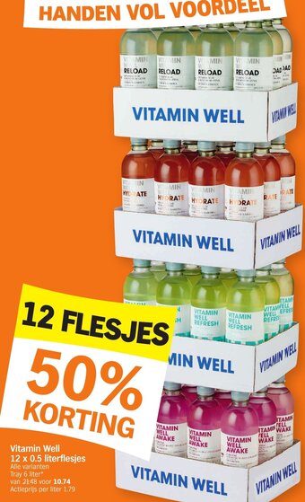 Albert Heijn Vitamin well 12 x 0.5 literflesjes aanbieding