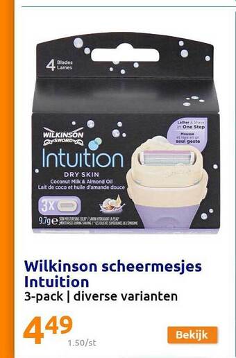 Action Wilkinson Scheermesjes Intuition aanbieding